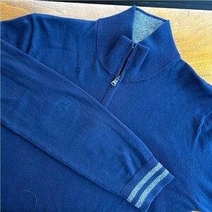 Banana Republic Navy Blue Sweater Pima Cotton Cashmere 1/4 Zip Mens Size Large